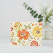 Farbenfrohe Blume und Schmetterlinge Postkarte (Stehend Vorderseite)
