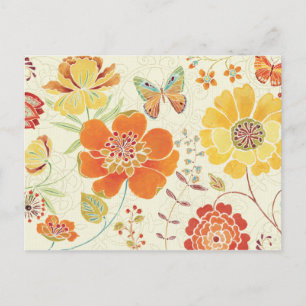 Farbenfrohe Blume und Schmetterlinge Postkarte