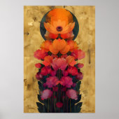 Farbenfrohe Blume und Vollmondmalerei Poster (Vorne)