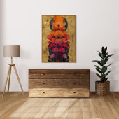 Farbenfrohe Blume und Vollmondmalerei Poster