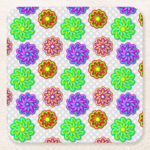 Farbenfrohe Blume Untersetzer Set