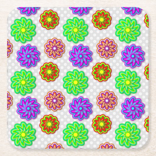 Farbenfrohe Blume Untersetzer Set (Vorderseite)
