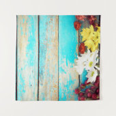 Farbenfrohe Blume, Vintager Holzrahmen. Wandteppich (Vorderseite (Horizontal))
