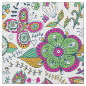 Farbenfrohe Blume Vögel & Schmetterlinge Muster Stoff (Muster)