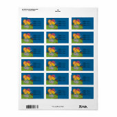 Farbenfrohe Blume Wasser kann blaues Adressetikett (Vorne)