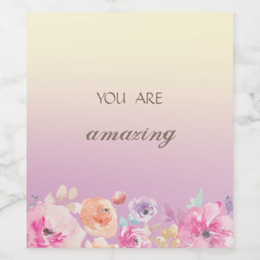 Farbenfrohe Blume Weinetikett (Einzelnes Label)