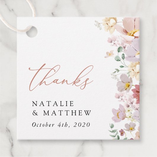 Farbenfrohe Blume, Wildblumen, Boho, Hochzeit Geschenkanhänger (Vorderseite)