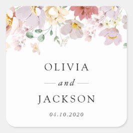 Farbenfrohe Blume, Wildblumen, Boho, Hochzeit Quadratischer Aufkleber