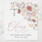 Farbenfrohe Blume, Wildblumen, Boho, Hochzeit Weinetikett (Einzelnes Label)