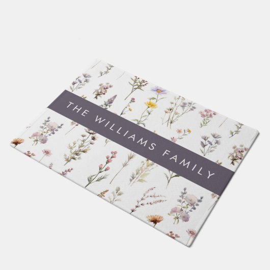 Farbenfrohe Blume, Wildblumen, Grünpflanzen, Ihr N Fußmatte (Schrägansicht)