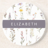 Farbenfrohe Blume, Wildblumen, Grünpflanzen, Ihr N Getränkeuntersetzer (Vorne)