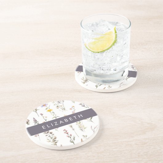 Farbenfrohe Blume, Wildblumen, Grünpflanzen, Ihr N Getränkeuntersetzer (Seite)