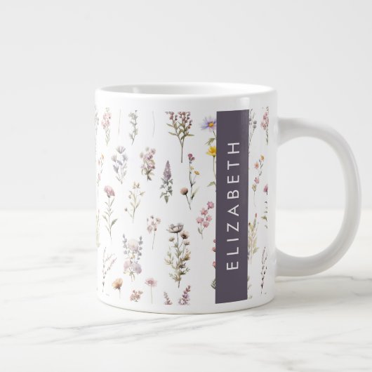 Farbenfrohe Blume, Wildblumen, Grünpflanzen, Ihr N Jumbo-Tasse (Rechts)