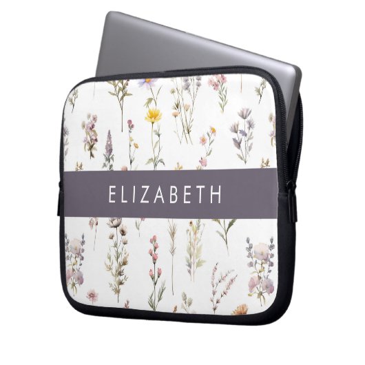 Farbenfrohe Blume, Wildblumen, Grünpflanzen, Ihr N Laptopschutzhülle (Vorderseite Links)