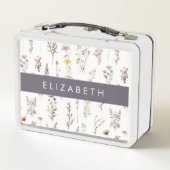 Farbenfrohe Blume, Wildblumen, Grünpflanzen, Ihr N Metall Brotdose (Rückseite)