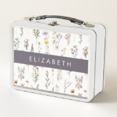 Farbenfrohe Blume, Wildblumen, Grünpflanzen, Ihr N Metall Brotdose (Vorderseite)