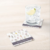 Farbenfrohe Blume, Wildblumen, Grünpflanzen, Ihr N Rechteckiger Pappuntersetzer (Vor Ort)