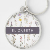 Farbenfrohe Blume, Wildblumen, Grünpflanzen, Ihr N Schlüsselanhänger (Vorne)