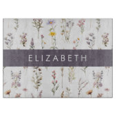 Farbenfrohe Blume, Wildblumen, Grünpflanzen, Ihr N Schneidebrett (Vorderseite)