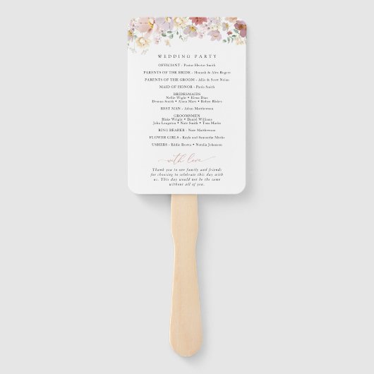 Farbenfrohe Blume, Wildblumen, Hochzeitsprogramm Fächer (Rückseite)