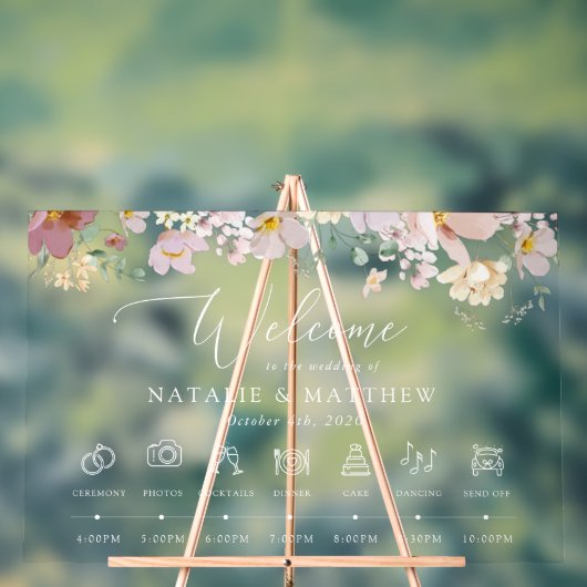 Farbenfrohe Blume, Wildblumen, Hochzeitszeitschrif Acrylschild (Neutral)