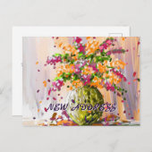 Farbenfrohe Blume Wir bewegten neue Zuhause, um ne Postkarte (Vorne/Hinten)