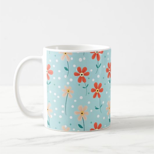 Farbenfrohe Blume Zartes Muster Kaffeetasse (Links)