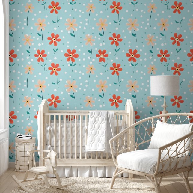 Farbenfrohe Blume Zartes Muster Tapete (Kinder)