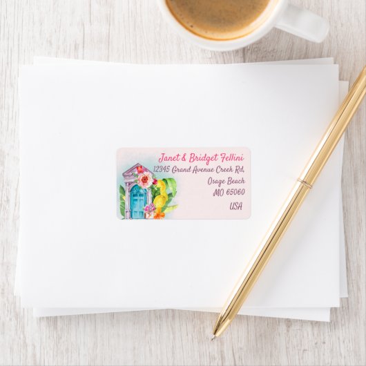 Farbenfrohe Blume Zitrone aus dem Paradies Adressaufkleber (Insitu)