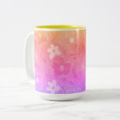 Farbenfrohe Blume Zweifarbige Tasse (Vorderseite Links)