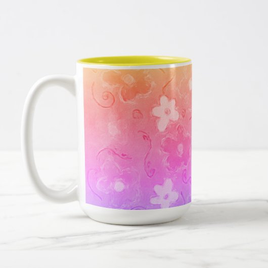 Farbenfrohe Blume Zweifarbige Tasse (Links)