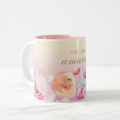 Farbenfrohe Blume Zweifarbige Tasse (Vorderseite Links)