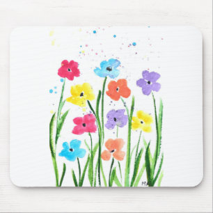 Farbenfrohe Blumen Aquarell Floral Natur chic Mousepad