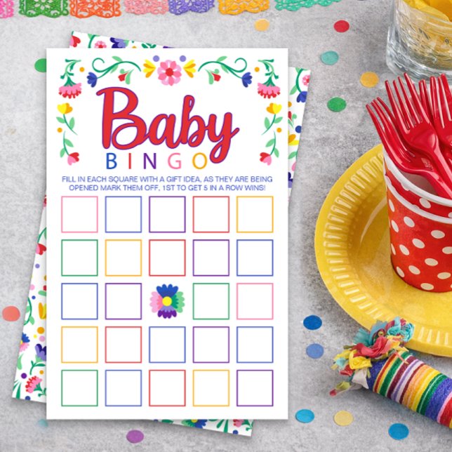 Farbenfrohe Blumen Baby Bingo Duschgel Spiel (Baby Bingo Game Cards)