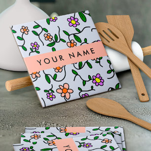 Farbenfrohe Blumen, blauer Hintergrund, Orange Fliese