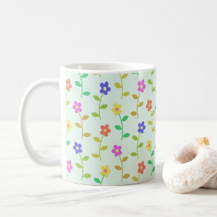 Farbenfrohe Blumen, Blumenmuster, Grünpflanzen, Bo Kaffeetasse
