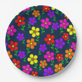 Farbenfrohe Blumen Blumenmuster Pappteller (Vorderseite)
