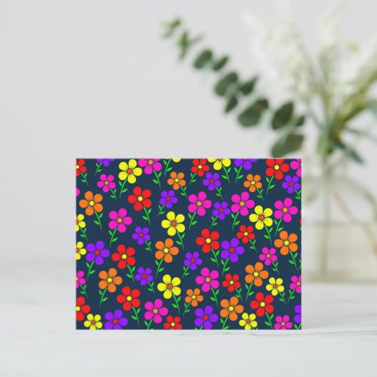 Farbenfrohe Blumen Blumenmuster Postkarte (Stehend Vorderseite)