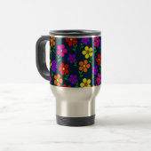 Farbenfrohe Blumen Blumenmuster Reisebecher (Vorderseite Links)