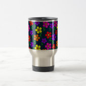 Farbenfrohe Blumen Blumenmuster Reisebecher (Mittel)
