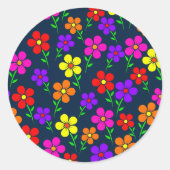 Farbenfrohe Blumen Blumenmuster Runder Aufkleber (Vorderseite)