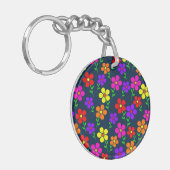 Farbenfrohe Blumen Blumenmuster Schlüsselanhänger (Vorderseite links)