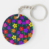 Farbenfrohe Blumen Blumenmuster Schlüsselanhänger (Rückseite)