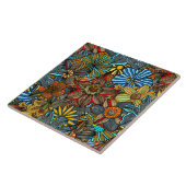 Farbenfrohe Blumen-Boho-Blumen-Collage Fliese (Seite)