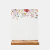 Farbenfrohe Blumen, Boho, Tauf-Tischnummern Acrylschild (Vorderseite)