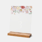 Farbenfrohe Blumen, Boho, Tauf-Tischnummern Acrylschild (Winkel)