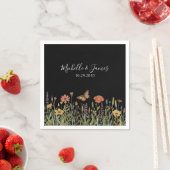 Farbenfrohe Blumen-Boho-Wildblumen-Hochzeit Schwar Serviette (Beispiel)