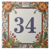 Farbenfrohe Blumen Custom House Nummernschild Fliese (Vorderseite)