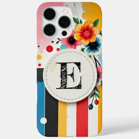Farbenfrohe Blumen-Design Rahmen Chic Monogramm Case-Mate iPhone Hülle (Rückseite)