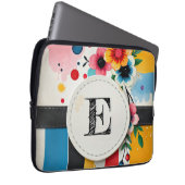 Farbenfrohe Blumen-Design Rahmen Chic Monogramm Laptopschutzhülle (Vorne Rechts)